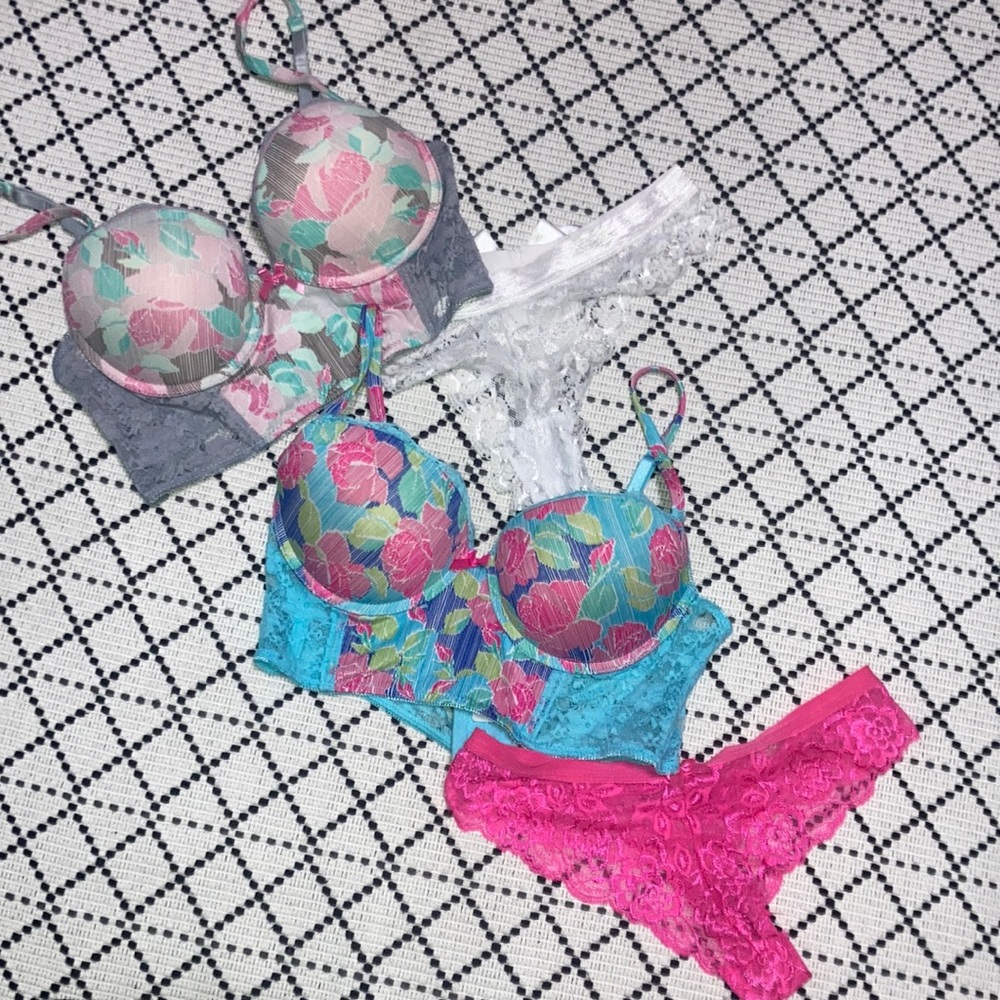 2 longline bra / bustier and thong sets